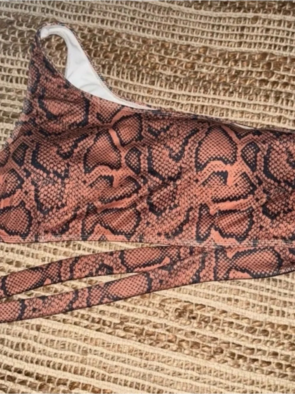 Snake Print High-Waist Bikini Set - Brown & Black size 4X